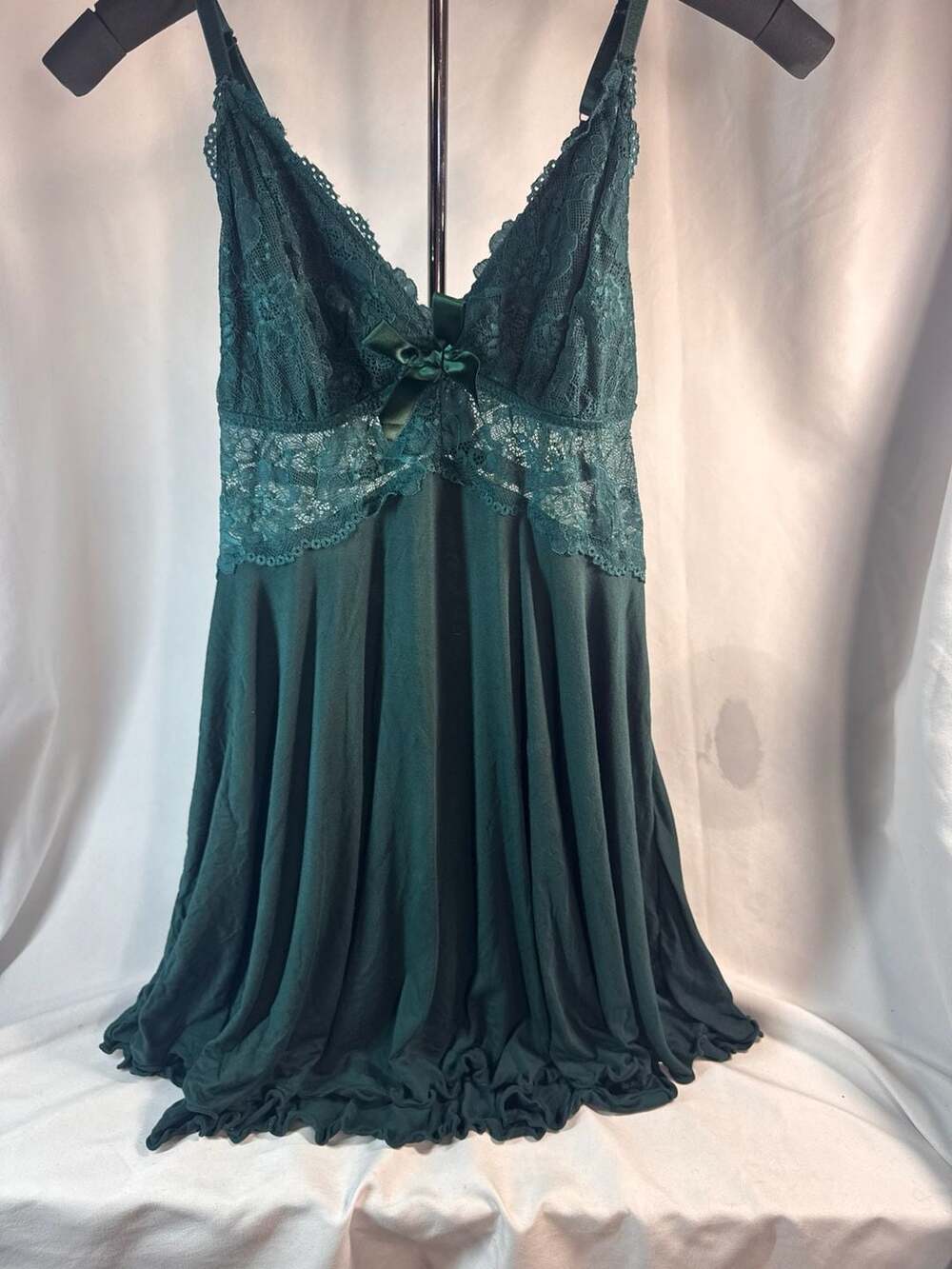 Avidlove Women's Emerald Green Lace Trim Chemise Nightgown Size Small